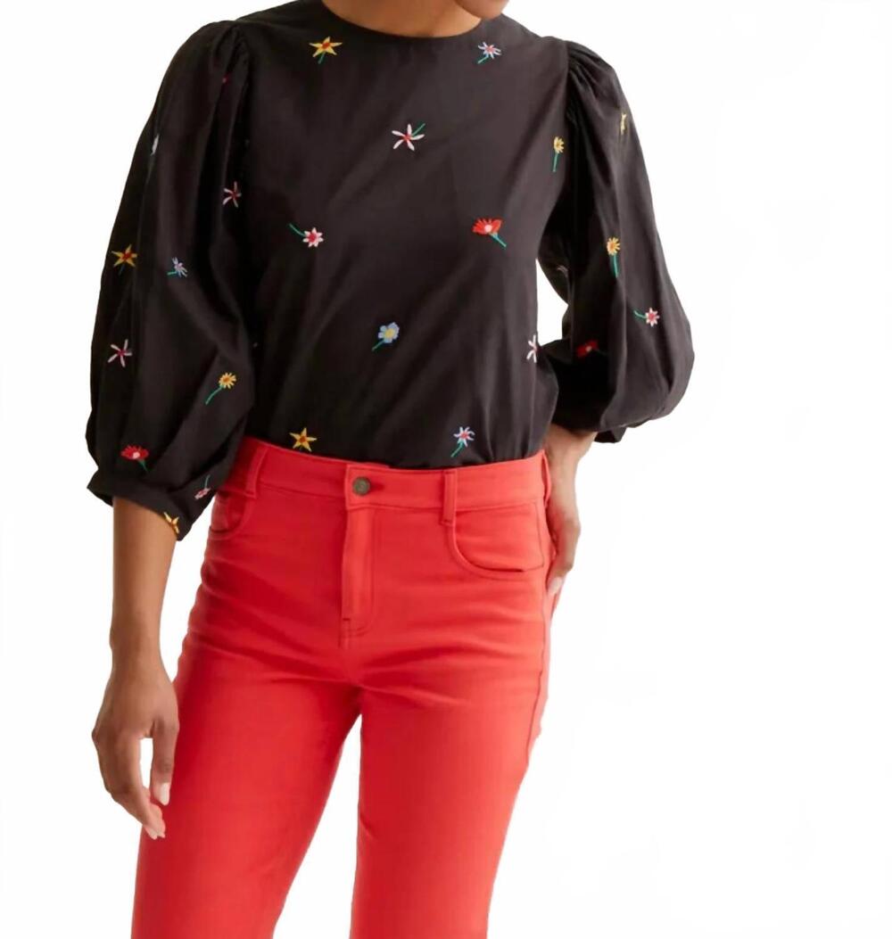 NEW COMPANIA FANTASTICA long sleeve floral top in black